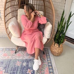 BeachLunchLounge Women's Square Gauzy BohoCottagecore Prairie Neck Smocked Dress